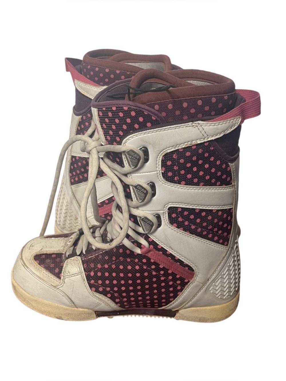 THIRTY TWO PRION Snowboard Boots White Pink Burgundy Womens Size 9 EU 40